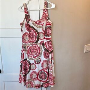 Elegant Floral Mini Dress - Red and Brown